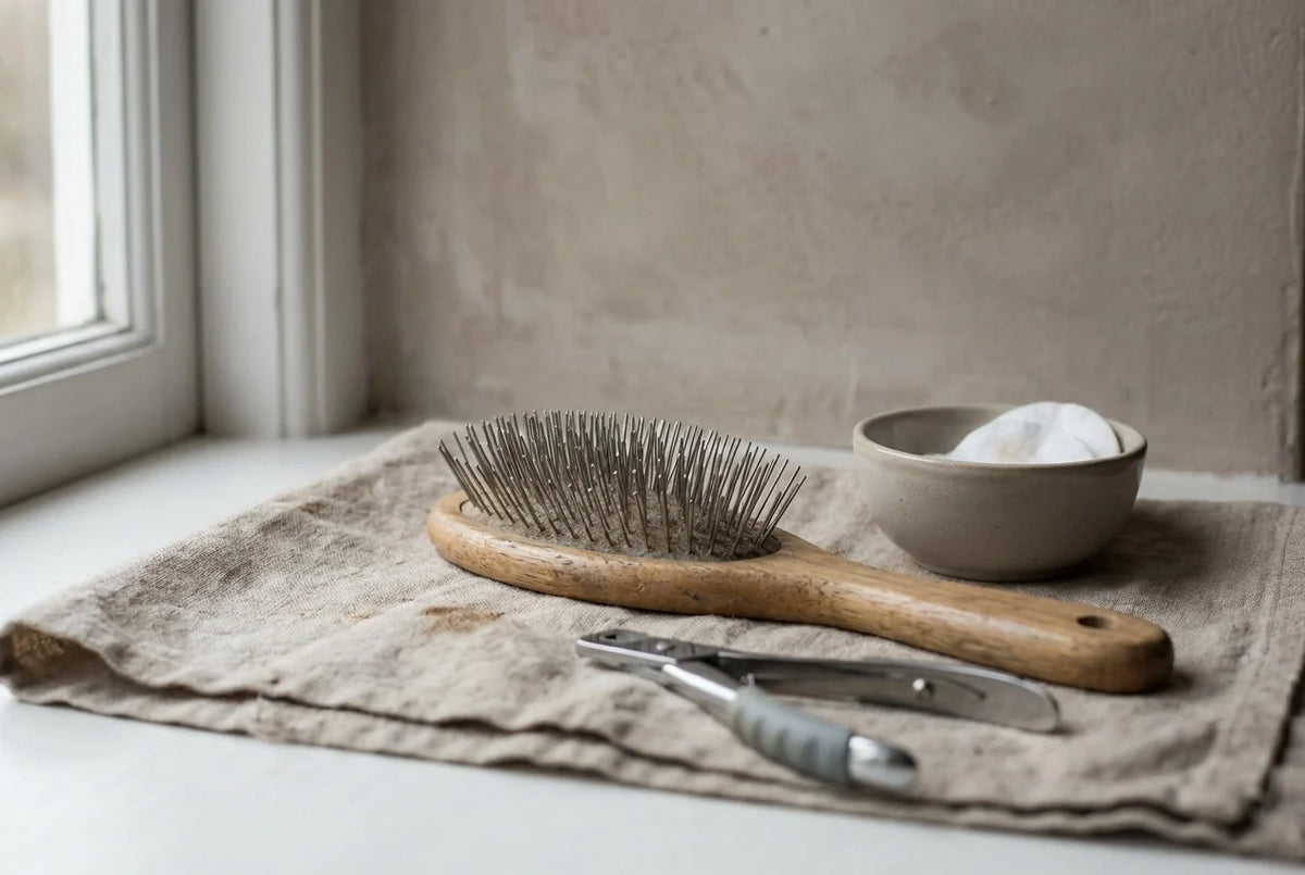 Professional header image for list-based article: Dog Grooming at Home: Tools, Routines, and Money-Saving Tips