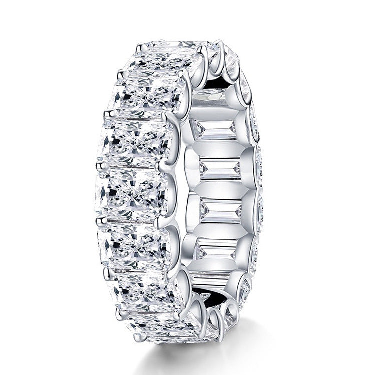 Sterling Silver Ring with Diamond Simulant Stone