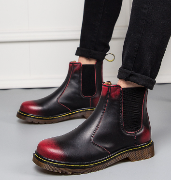 Thick-Heel Cowhide Leather Martin Boots