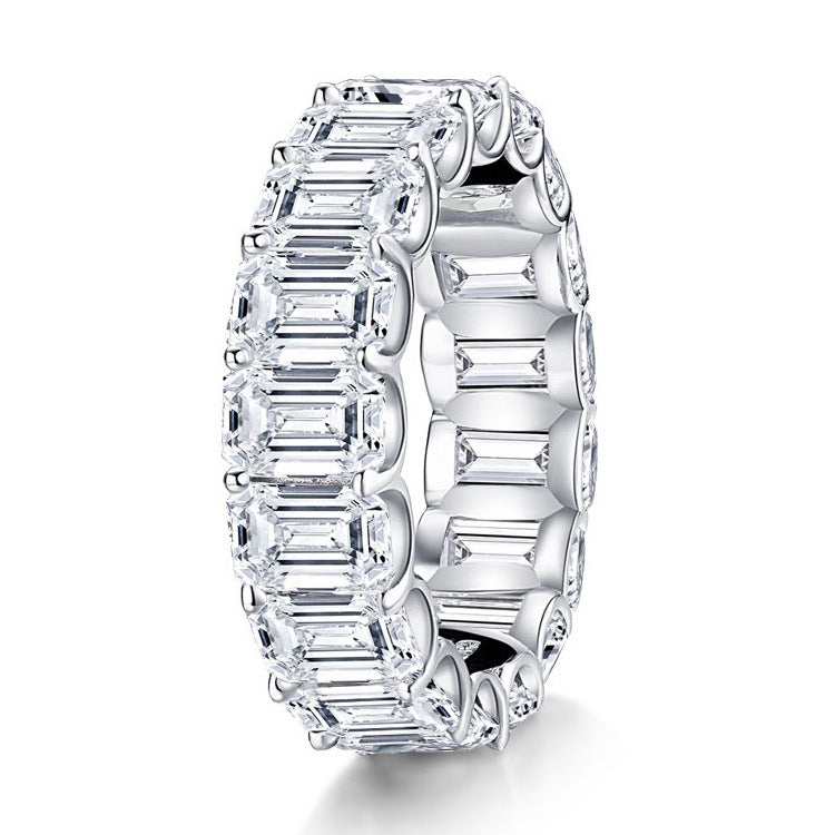 Sterling Silver Ring with Diamond Simulant Stone