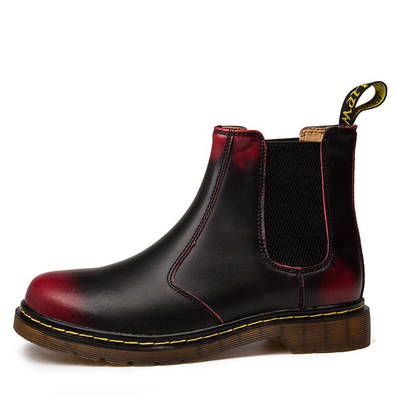 Thick-Heel Cowhide Leather Martin Boots